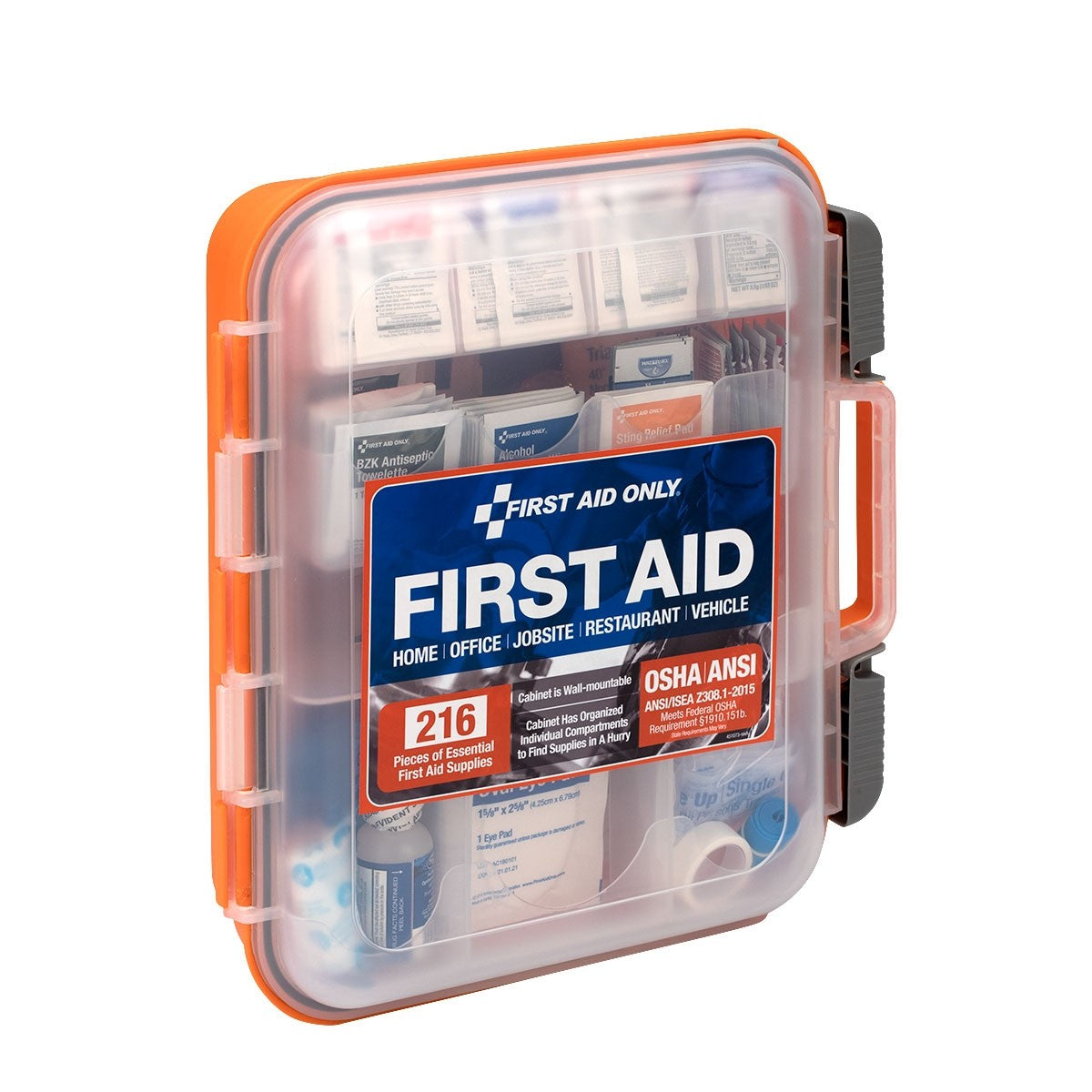 First Aid Only 50 Person ANSI A+ 216 Piece First Aid Kit, Plastic (4 per order)
