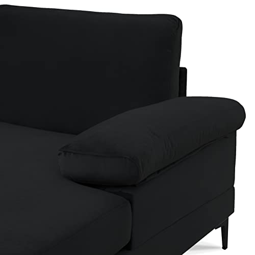 Casa Andrea Milano Modern Large Velvet Fabric U-Shape Sectional Sofa with Black Legs, Double Extra Wide Chaise Lounge Couch
