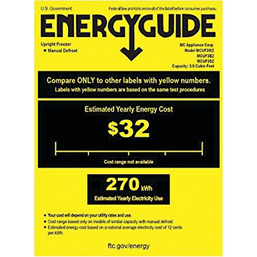 MAGIC CHEF MCUF3W2 3 Cubic-ft Upright Freezer Home, garden & living