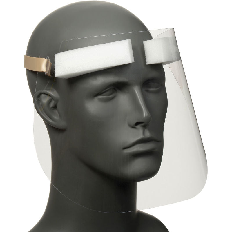 Disposable Face Shield, Polycarbonate, .03mm Thick, Elastic Strap - Pkg Qty 100