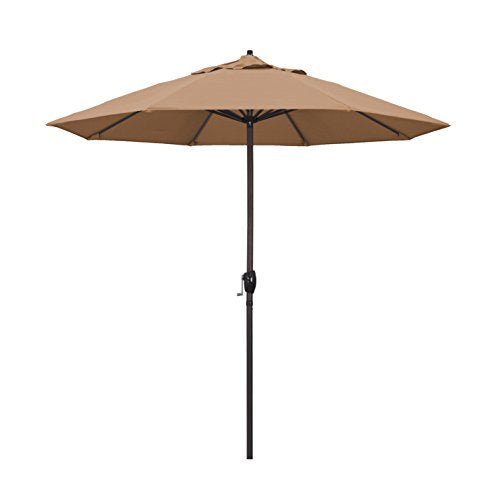 California Umbrella ATA908117-F72 Casa Series Market, Crank Lift, Auto Tilt, Bronze Pole, Patio Umbrella, 9' Round, Straw