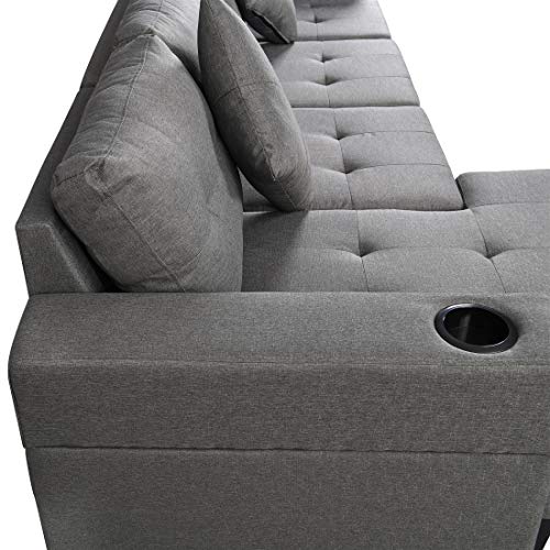 Living Room Furniture Sets,Modern L-Shape Sofa 4-Seat Couch Modular Sectional Sofa