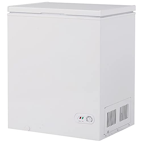 5 cu.ft Chest Freezer Removable Storage Basket, Top Open Door Freezing Machine for Home and Kitchen/Dorm/Bar/Office, 7 Temperature Settings Energy Saving (5 Cubic Feet)