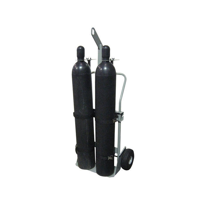 Justrite Double Cylinder Hand Truck With Hoist Ring, 10.5 Inch Pneumatic Wheels