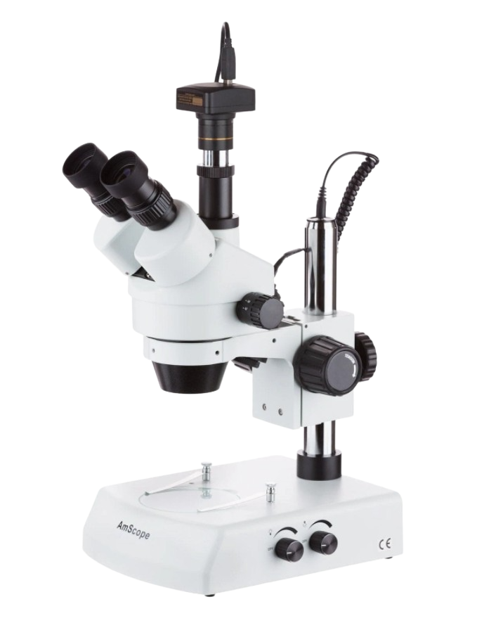 Amscope SM-2T-5M 7X - 45X Trinocular Stereo Zoom Microscope with Dual Halogen Lights and 5MP Camera New