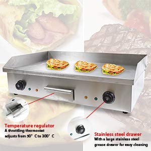 DYRABREST 4400W 110V Electric Countertop Griddle Flat Top Commercial Restaurant Grill Flat Hotplate Home BBQ Grill Non-Stick Commercial Restaurant Teppanyaki Grill Stainless Steel BBQ Grill Machine
