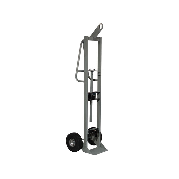 Justrite Single Cylinder Hand Truck With Hoist Ring, 10.5 Inch Pneumatic Wheels
