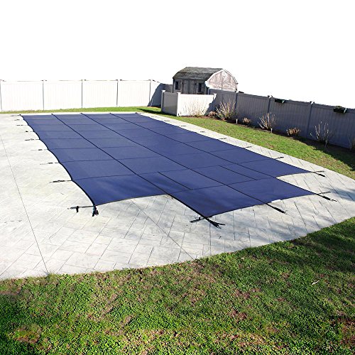 Pool Mate 2040CS-90-BLU-PM Blue Mesh Safety Cover for 20 ft. x 40 ft. with 4 ft. x 8 ft. center end step Swimming Pool