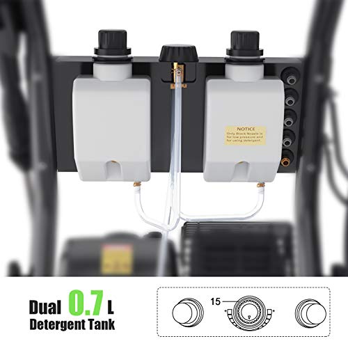 TEANDE 4200PSI Gas Pressure Washer 3GPM Power Washer 209CC Gas Pressure Washer Powered, 5 Adjustable Nozzles, 20ft Pressure Hose, Dual soap Tank (Black)