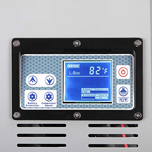 Car Refrigerator, Stainless Steel Car Refrigerator with Compressor Touch Screen for Car, Home, Camping, Traveling (Grey, 60L)