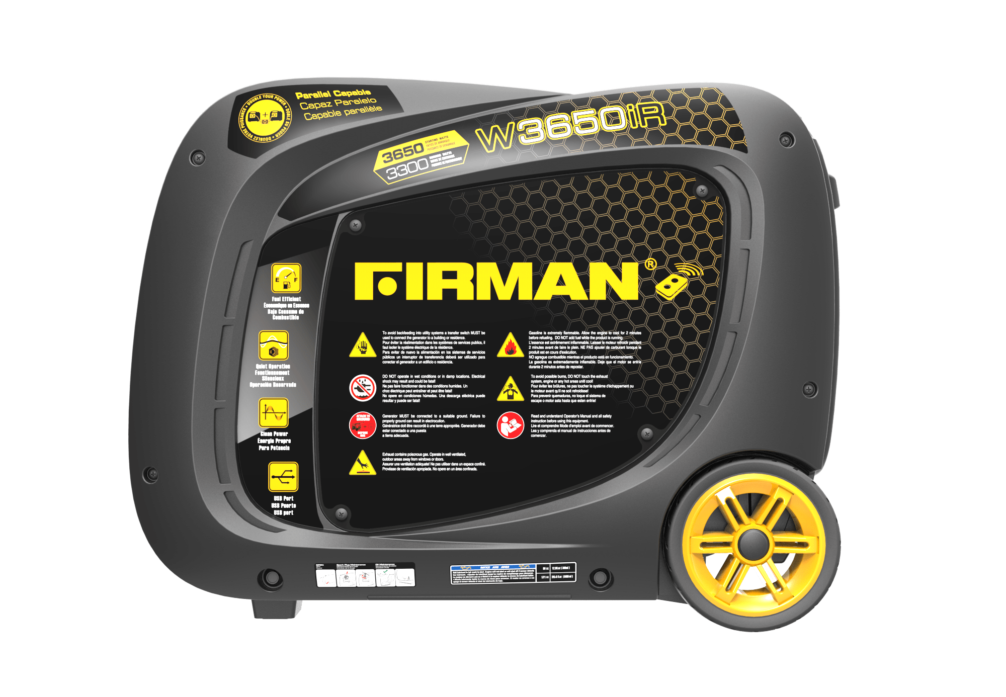 Firman W03383 3300W/3600W Gas Remote Start Inverter Generator Manufacturer RFB