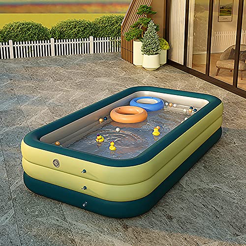 coersd New 300x175x60cm Swimming Pool Big Full-Sized Family Inflation Pool Ocean Ball Sand Pool Bath Toys Square Summer Outdoor Yard Water Entertainment for Kids and Adults Above Ground Pool