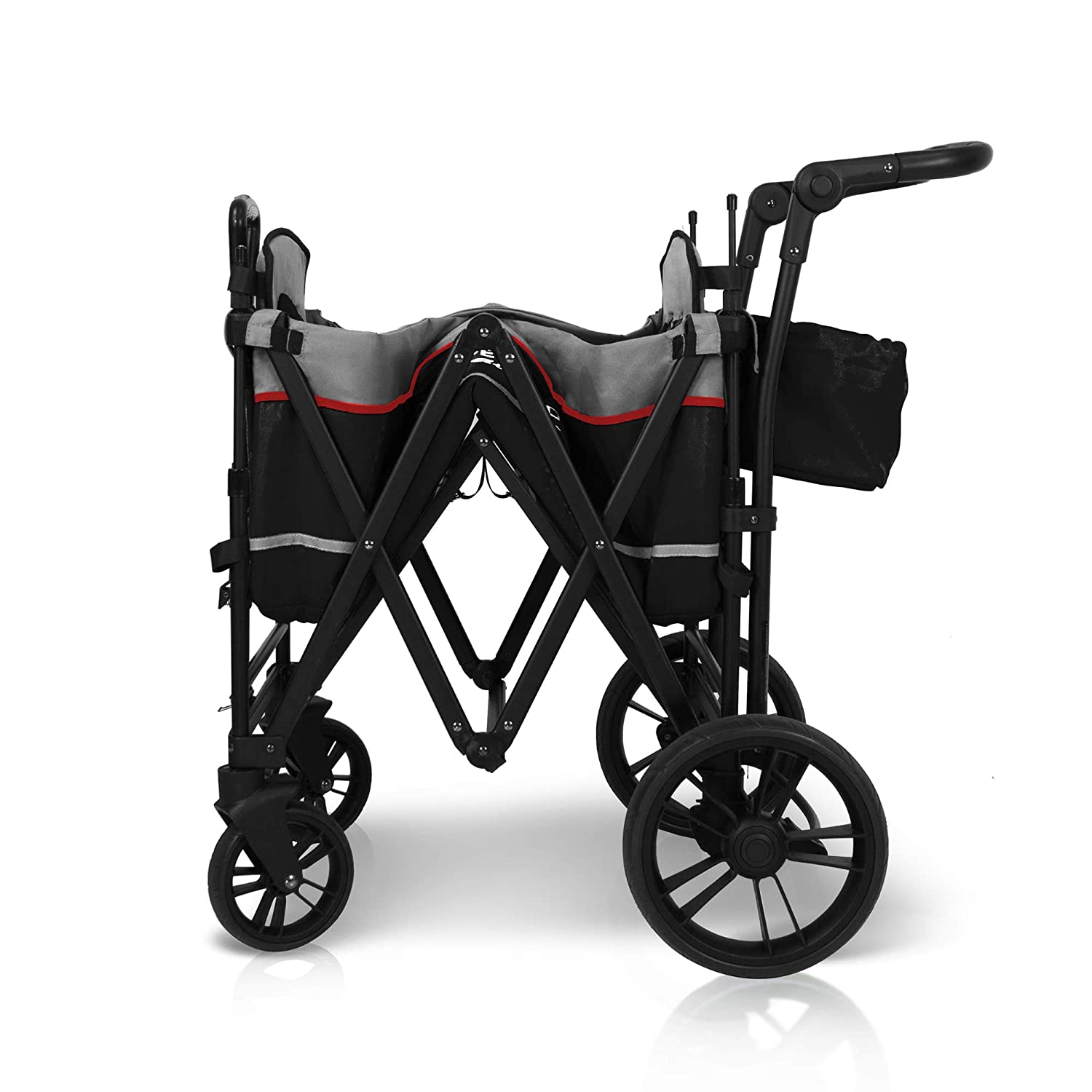 WonderFold Baby X2 Push/Pull 2-Passenger Double Stroller Wagon Black New