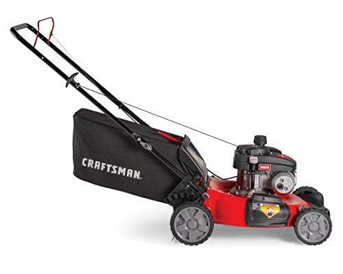 Craftsman M105 140cc Gas Powered Push 21-Inch 3-in-1 Lawn Mower with Bagger, 1-in, Liberty Red