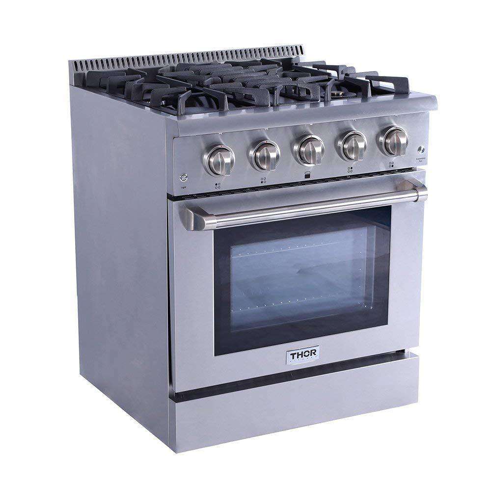 Thor Kitchen HRG3080U 30 in. Professional Gas Range Oven 4 Burners Blue Porcelain Interior Stainless Steel New