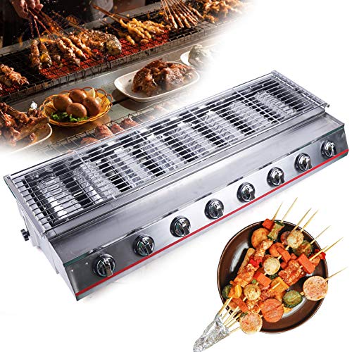 LOYALHEARTDY 8 Burner LPG Gas BBQ Grill, Portable BBQ Grid Outdoor Barbecue Cooker for Outdoor Camping Stainless Steel Tabletop Smokeless (8 Burner)