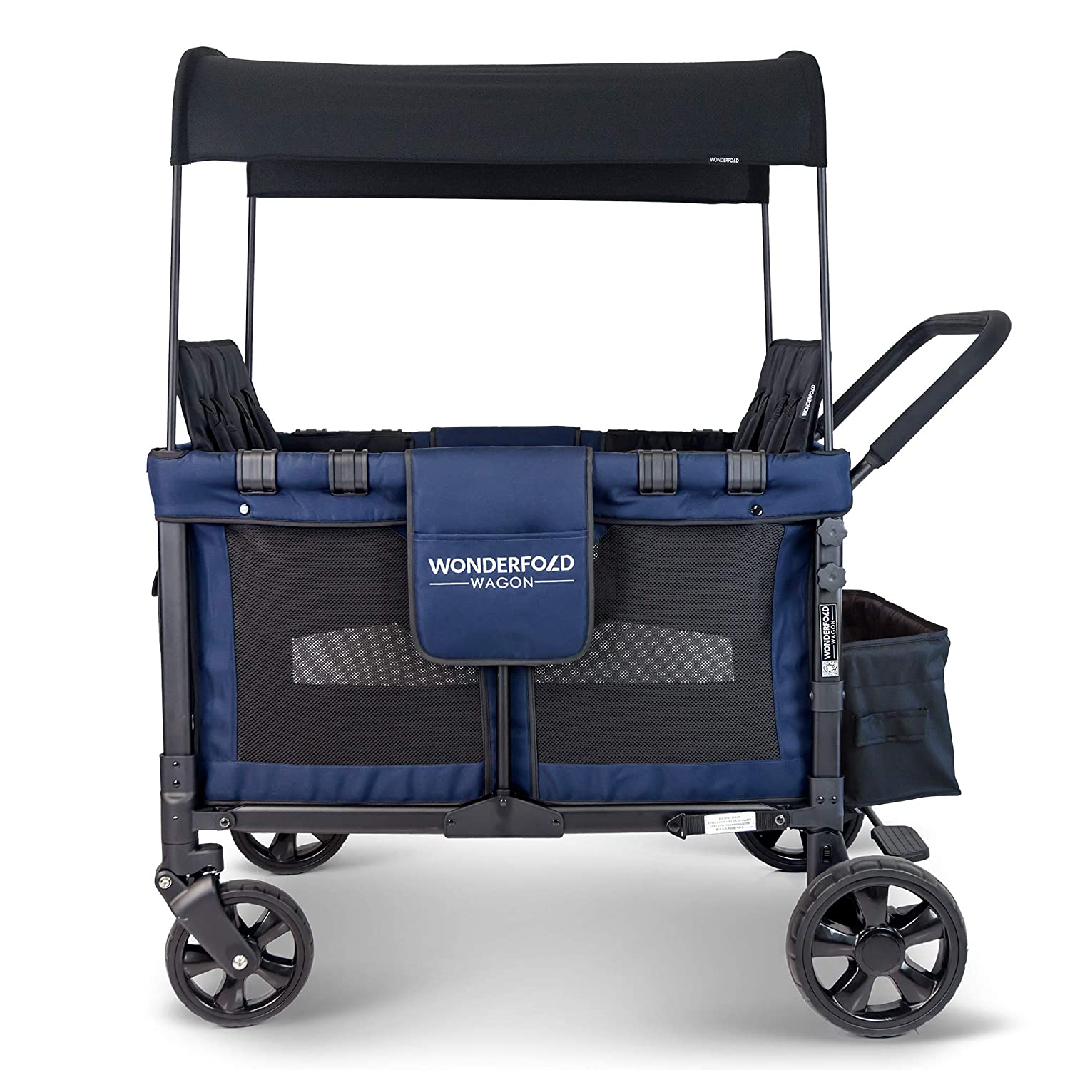 WonderFold W4 Elite Push/Pull 4-Passenger Quad Stroller Wagon Navy New