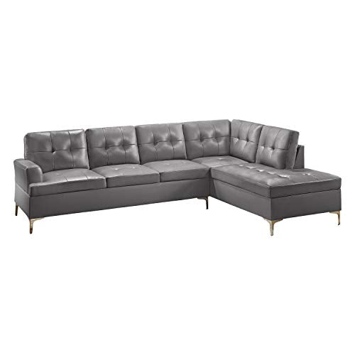 Lexicon Dani 2-Piece Faux Leather Tufted Sectional Sofa with Right Chaise, 110