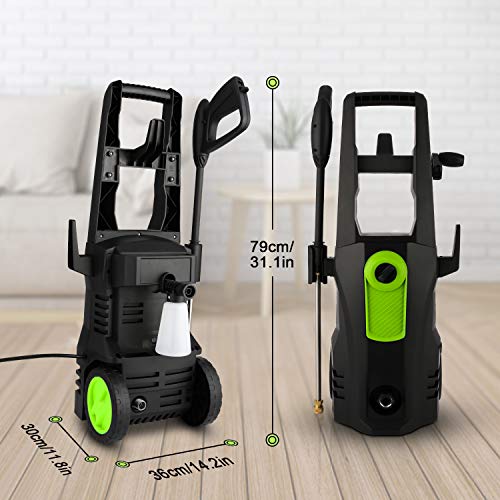 TEANDE 3500 PSI Electric Pressure Washer, 2.60 GPM 1800W Power Washer with Rolling Wheels (Green)