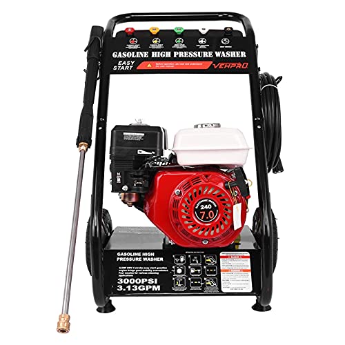 Wailiy 3000PSI Gas Pressure Washer,7HP 215cc 4-Stroke Gas Powered Pressure Washer,26Ft High Pressure Hose &Soap Tank,5 Adjustable Nozzles