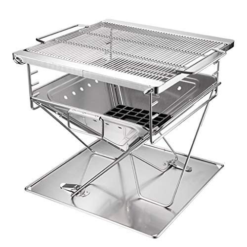 HYAN Barbecue Grill Foldable Charcoal Grill,Portable Stainless Steel BBQ Barbecue Grill Lightweight Simple Grill for Outdoor Cooking Camping Picnics Barbecue Shelves