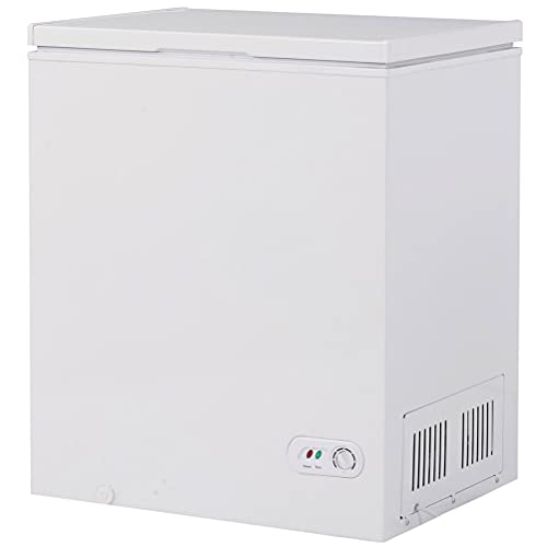 Hemoton 5. 0 Cu Ft Chest Freezer, Large Freezer with Adjustable Thermostat & Movable Storage Basket, Compact Freezer with Adjustable Temperature (White)
