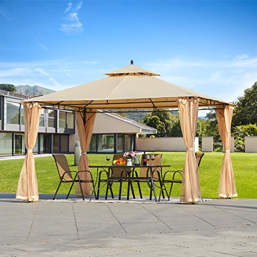 MELLCOM 10x12 FT Canopy Gazebo Outdoor Gazebo Steel Frame with Vented Soft Top for Backyard,Patio,Party,Event