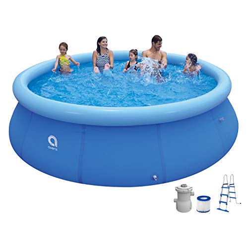JLeisure Avenli 17809US 12 Foot x 36 Inch 2 to 3 Person Capacity Prompt Set Above Ground Kid Outdoor Backyard Swimming Pool, Blue