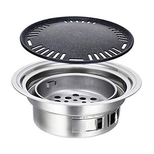 SANYAXIAODONG8 Portable Barbecue Grill Round Stainless Steel Korean Charcoal Barbecue Grill Non-Stick Barbecue Grills Portable Charcoal Grill for Outdoor Camping BBQ Small Barbecue Grill