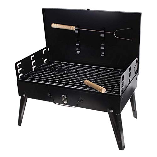 FQX Charcoal Grill, Portable Outdoor Grill Patio Camping Picnic Barbecue Stove Outdoor Traveling Camping Cooking Charcoal Grill Barbecue Tools (Color : Black, Size : 44x27cm)