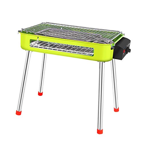 HYAN Barbecue Grill Electric Barbecue Grill Electric smokeless Multifunctional Barbecue Machine Indoor and Outdoor skewers Barbecue Shelves (Color : Green)