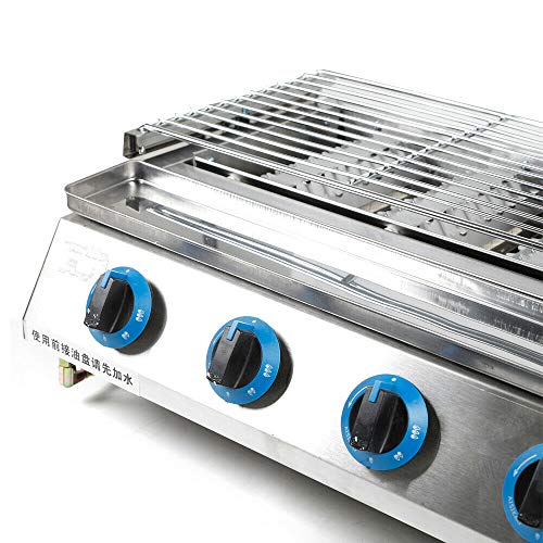 TBVECHI Smokeless BBQ Grill with 6 Burners, 2800PA Commercial LPG Gas BBQ Grill Outdoor Tabletop Picnic Camping Barbeque Roaster (6 Burners)