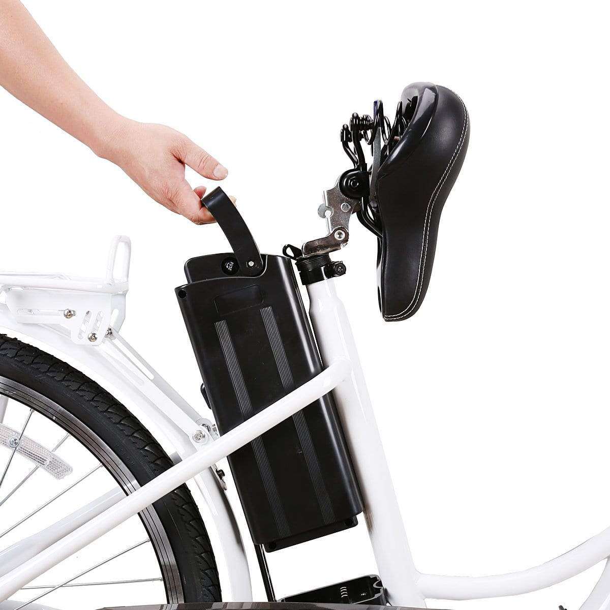 NAKTO 26 inch 250W Camel Electric Bicycle 6 Speed E-Bike 36V Lithium Battery Female/Young Adult White New