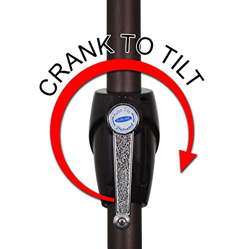 California Umbrella ATA908117-5403 9' Round Aluminum Market, Crank Lift, Auto Tilt, Bronze Pole, Sunbrella Jockey Red Fabric Patio Umbrella