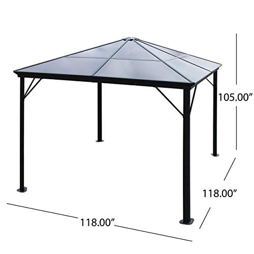 Great Deal Furniture Halley Outdoor 10 x 10 Foot Black Rust Proof Aluminum Framed Hardtop Gazebo (No Curtains)