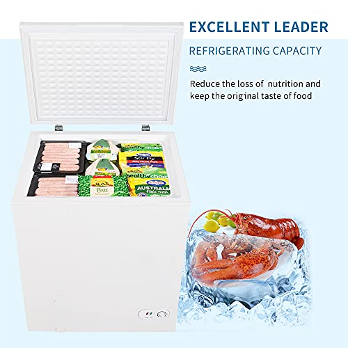 Wealthman Chest Freezer Removable Storage Basket, Top Open Door Freezing Machine for Home and Kitchen/Dorm/Bar/Office, 7 Temperature Settings (5 cu.ft)