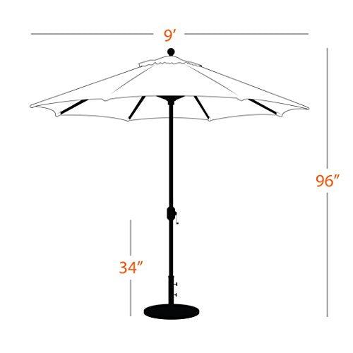 Galtech 9-Ft (Model 737) Deluxe Auto-Tilt Umbrella w/Jockey Red Sunbrella Fabric & Antique Bronze Frame