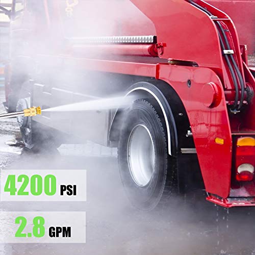 TEANDE 4200PSI Gas Pressure Washer 2.8GPM Power Washer 212CC Gas Pressure Washer Powered, High-Pressure Hose 5 Nozzles (Black)