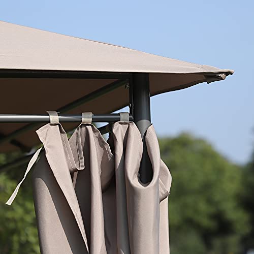 Outsunny 10' x 13' Outdoor Patio Gazebo Canopy with 6 Removeable Sidewalls, Weather-Resistant Roof, & Steel Frame Khaki