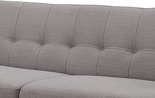 AC Pacific Crystal Mid Century Modern Upholstered Living Room Tufted Sofa with 2 Accent Pillows, Trout Grey