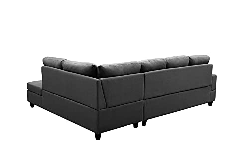 STARTOGOO Sectional Sofa, L-Shaped Corner Couch with Chaise Lounge, Storage Ottoman and 2 Pillows for Living Room, Home Furniture, Right Gray