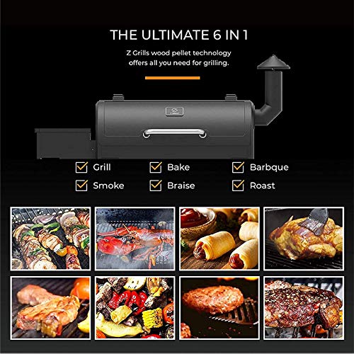 Z GRILLS 550A 2021 Upgrade Wood Pellet Grill 8-in-1 BBQ Smoker with Digital Controller, 590 Sq In, Black