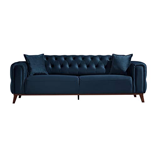 Casa Mare Chesterfield Tufted Sofa with 2 Cushion | Made of Velvet Polyester | 90