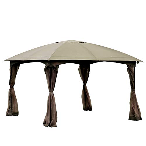 Tangkula Outdoor Gazebo 11.5’ x 11.5', Fully Enclosed Canopy Gazebo Tent with Removable 4 Walls, Suitable for Patio Garden Lawn Beach, with 133 Square Feet of Shade