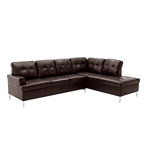 Lexicon Dani 2-Piece Faux Leather Tufted Sectional Sofa with Right Chaise, 110