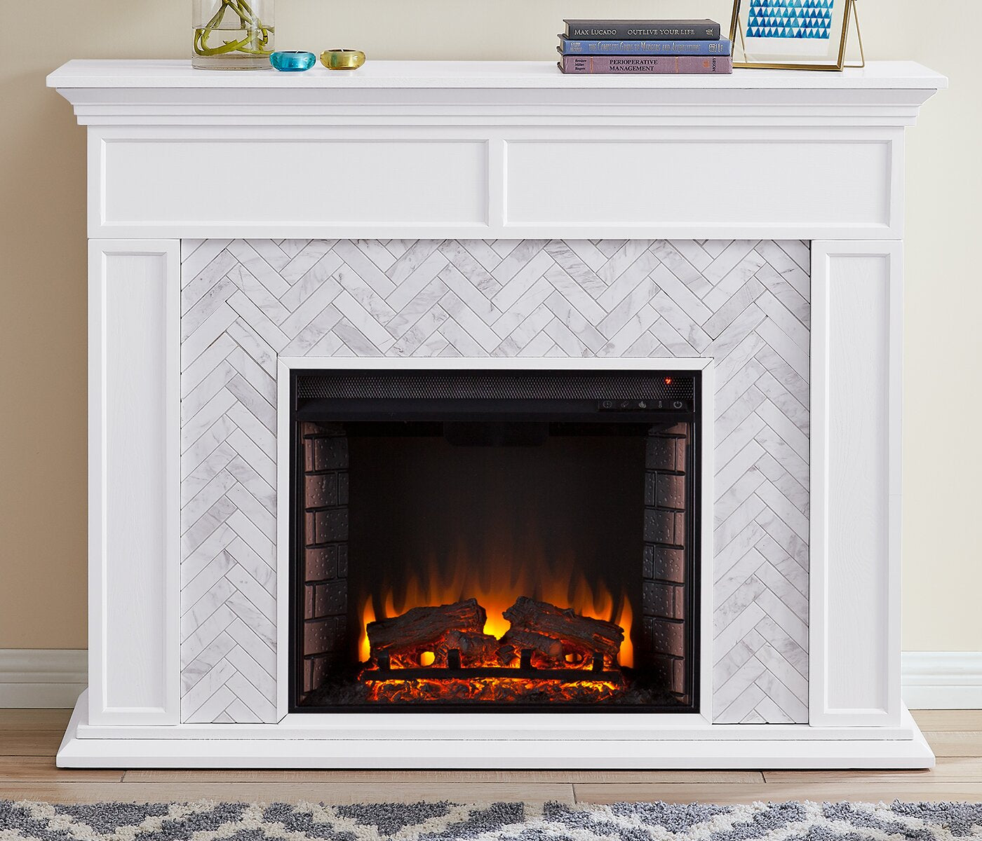 Vanegas Marble Tiled Electric Fireplace