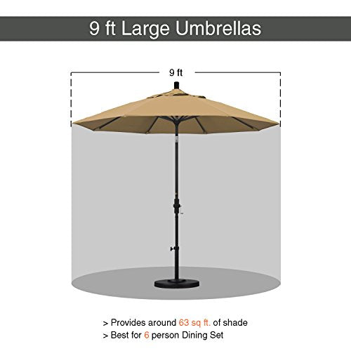 California Umbrella GSCUF908170-F67 9' Round Aluminum Pole Fiberglass Rib Market Patio Umbrella, White, Champagne