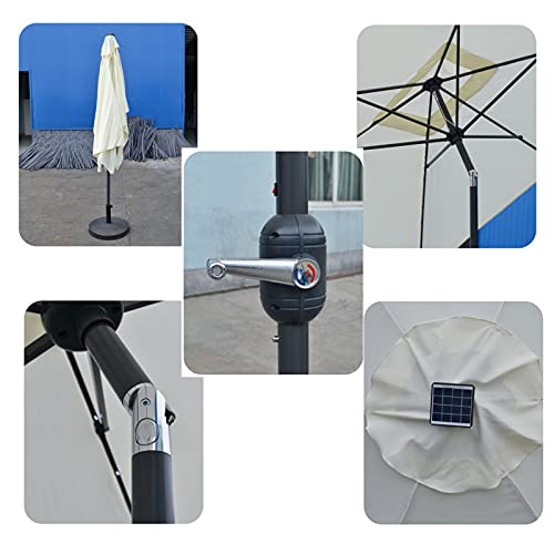 Cantilever Banana Parasol,Overhanging Garden Parasols Umbrella,Premium Hanging Patio Umbrella,with Solar Light,with Water Injection Base,Adjustable Direction,23 Meters,Red