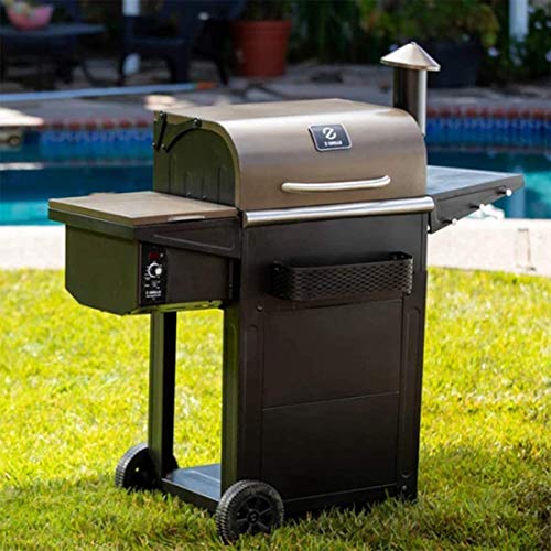 Z Grills Wood Pellet Grill&Smoker, 8 in 1 BBQ Grill Outdoor Smoker with 600 sq in Cooking Area, Auto Temperature Control Pellet Smoker(ZPG-L6002B)-Bronze