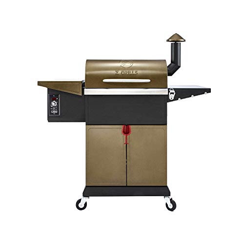 Z GRILLS ZPG-L600D 8 in 1 Wood Pellet Portable Steel Constructed Grill Smoker for Outdoor BBQ Cooking with Digital Temperature Control, Bottom Storage Area, Bronze, 573 Sq In
